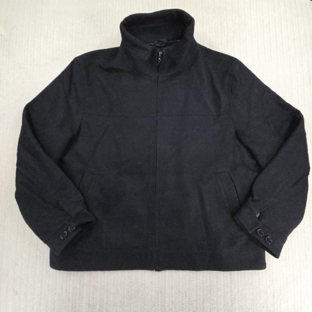 Murano Jacket Mens 2XL Black Wool Cashmere Bomber Full Zip Lined Collared